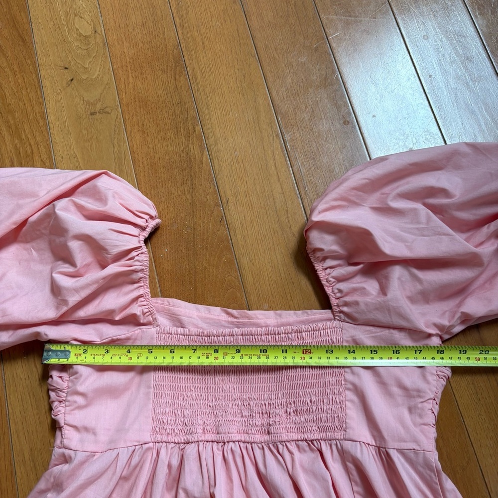 Abercrombie & Fitch Pink Puff Sleeve Babydoll Mini Dress Large Petite Romantic - Picture 12 of 14